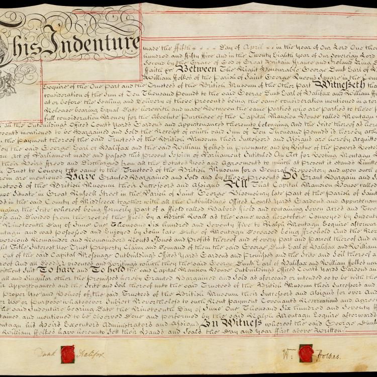 The official deed of the sale of Montagu House