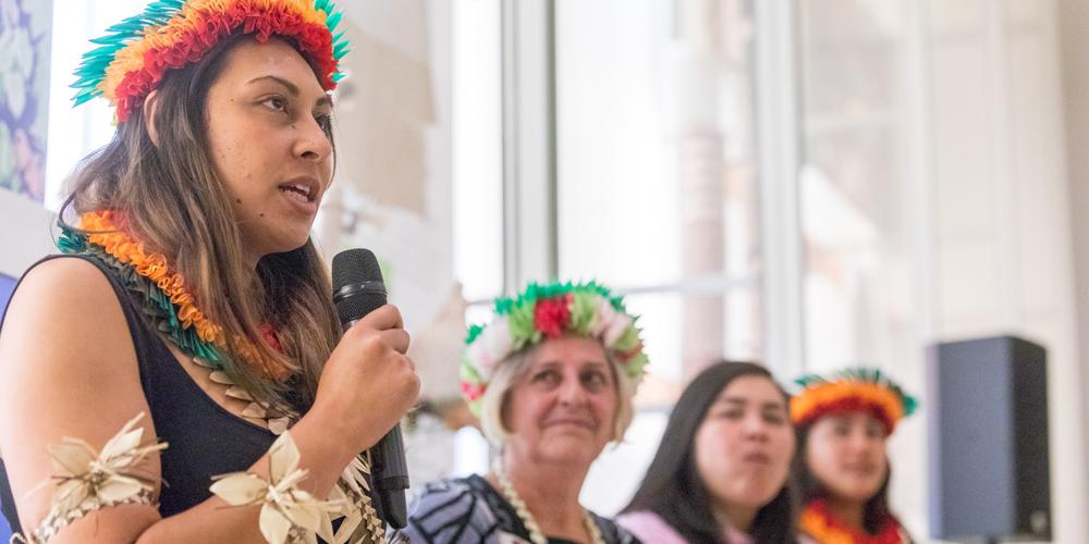 Members of the Kiribati Object Journeys group taking part in the projects public programme 