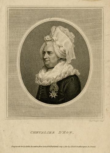 Portrait of the Chevalier d'Eon dressed as a woman with the the Order of St Louis pinned to breast