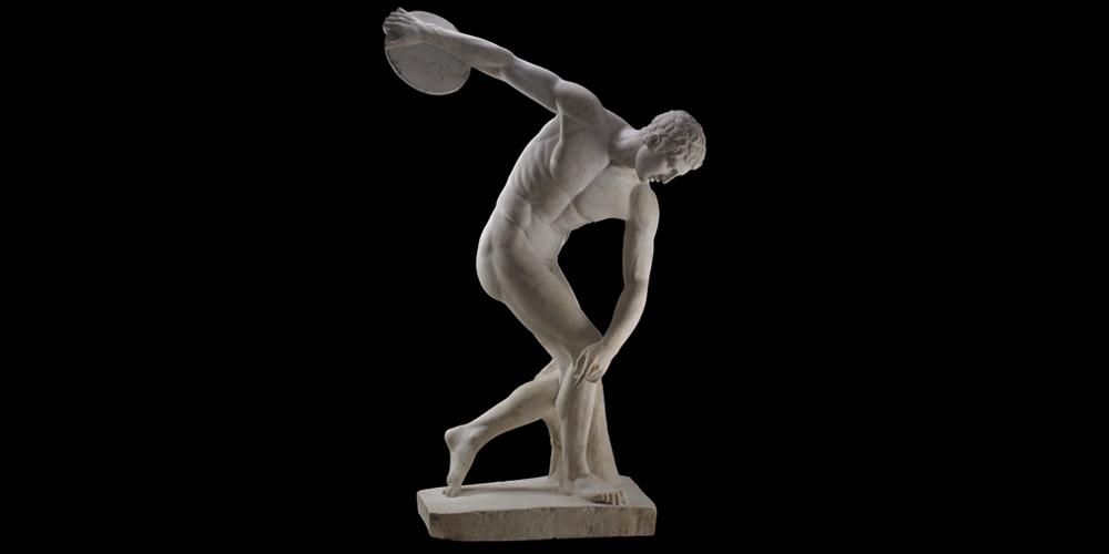 The Discobolus, marble statue of an athlete stooping to throw the discus