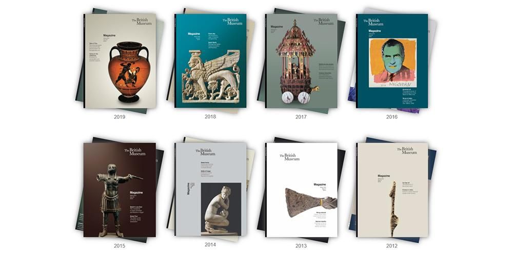 Eight covers of the British Museum Magazine.