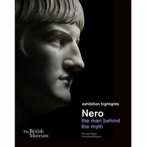 Front cover to the Nero exhibition highlights book from the British Museum, image of the head of Nero.