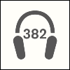 Headphone symbol with the numbers 382 in the middle.