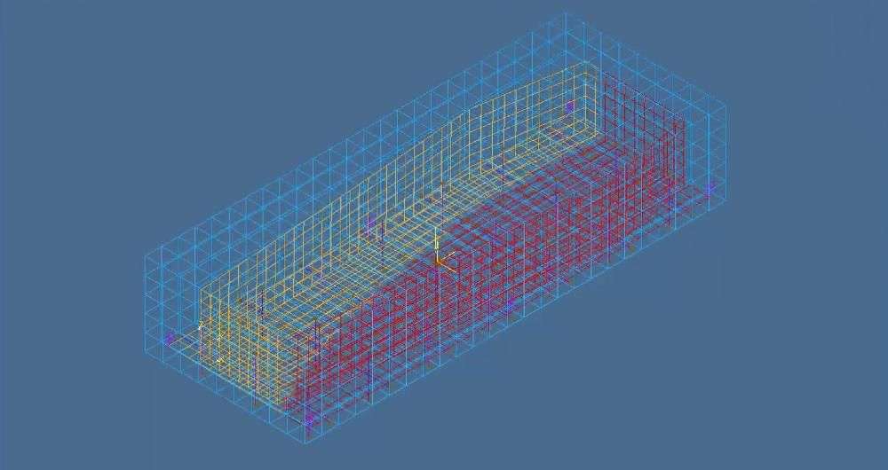 3D model of a mummy transportation crate Made up of lines. 