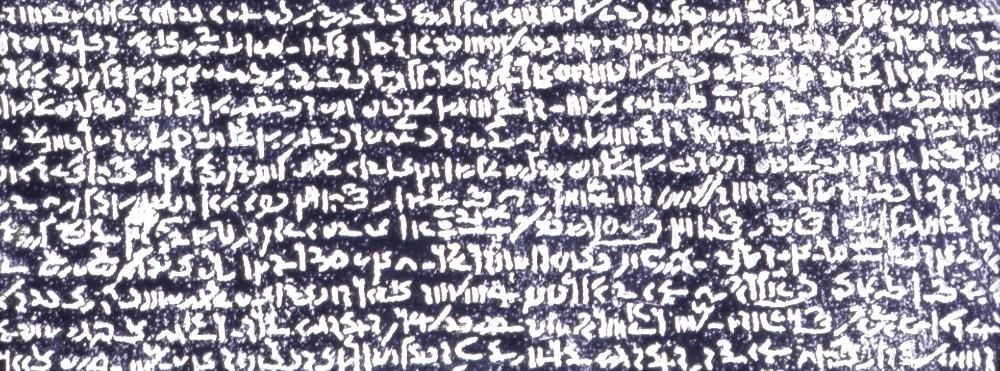 Close up showing Detail of the Demotic section of the text