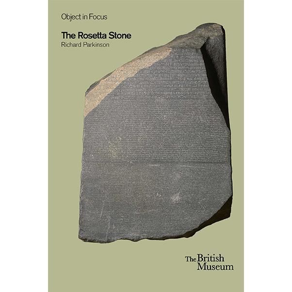 Book cover for 'The Rosetta Stone by Richard Parkinson' showing the Rosetta Stone against an olive-green background.