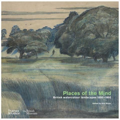 Book cover showing watercolour painting of a field with large trees in the background. 