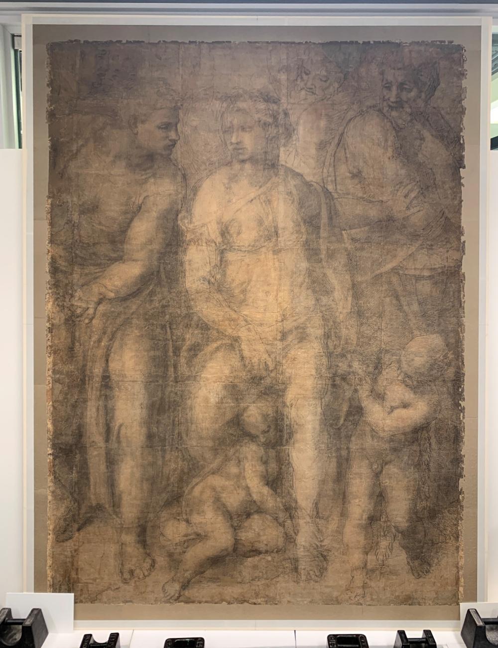 The drawing in the studio after the conservation work was complete.