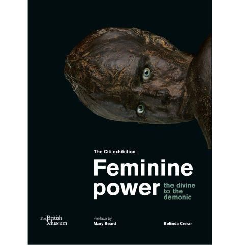 The cover of the Feminine power book, with a black background and a bronze statue of Lilith